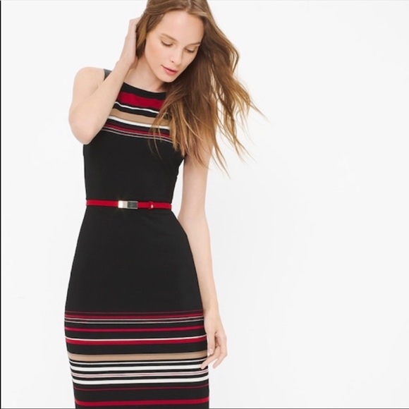 White House Black Market Dresses & Skirts - WHBM Black Striped Sleeveless Sheath Dress SZ 8